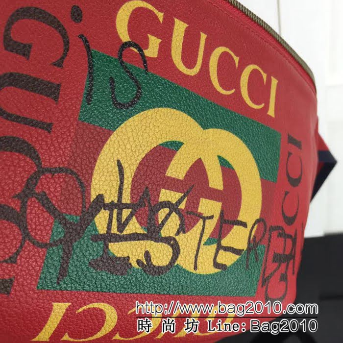 GUCCI古馳原單 新款專櫃品質原單貨實物實拍493869塗鴉 大紅腰包 HY1144